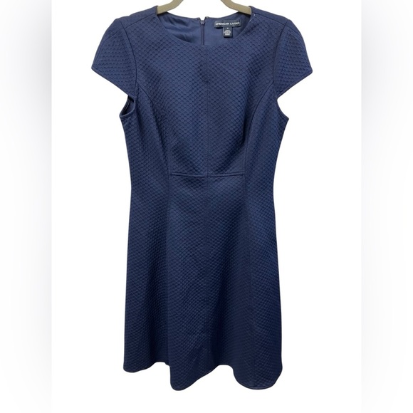 American Living Round Neck Cap Sleeve Fit & Flare Dress Navy Blue Womens size 10 - Picture 1 of 9